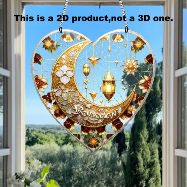 ⁦ديكور رمضان على شكل قلب مع زهور وفوانيس⁩ - الصورة ⁦2⁩