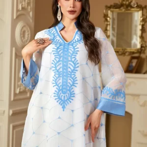 عباءة ماكسي مزينة بتطريز رمضان للنساء