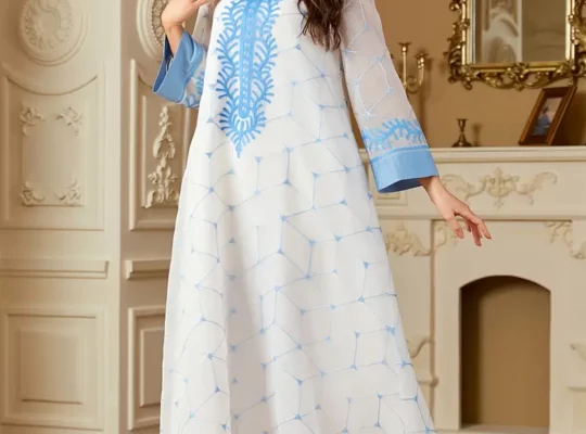 عباءة ماكسي مزينة بتطريز رمضان للنساء