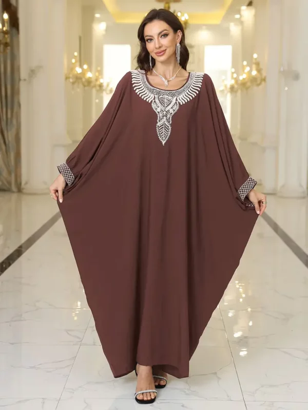 ⁦فستان كافتن طويل أنيق من EDOLYNSA - مزين⁩ - الصورة ⁦2⁩