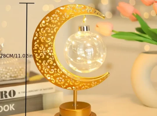 1 قطعة مصباح طاولة LED فني يدوي من الحديد بنجمة وقمر
