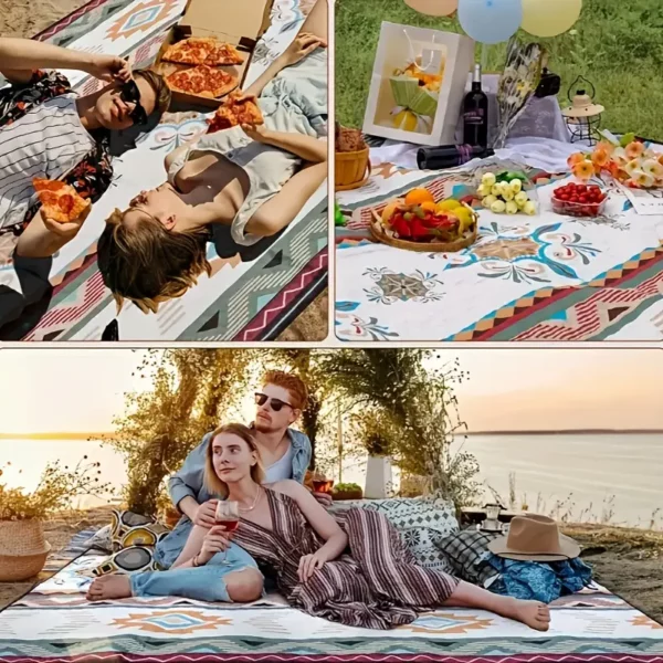 ⁦بطانية نزهة للتخييم في الهواء الطلق، حصيرة شاطئ محمولة⁩ - الصورة ⁦6⁩