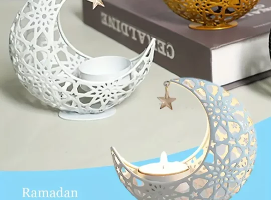حامل شموع معدني على شكل قمر أنيق