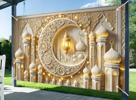 مكون من 1 قطعة قماش خلفية عيد مبارك