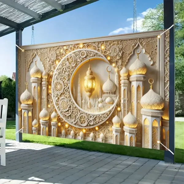 ⁦مكون من 1 قطعة قماش خلفية عيد مبارك⁩ - الصورة ⁦4⁩
