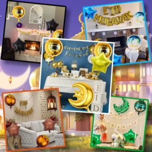 مجموعة بالونات رمضان مبارك ذهبية 5 قطع