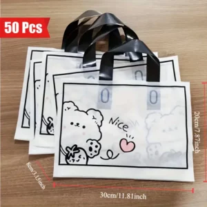 50 حقيبة تسوق بلاستيكية بتصميم دب كرتوني