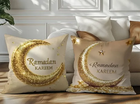 4 قطع من أغطية وسائد رمضان كريم، نمط عصري