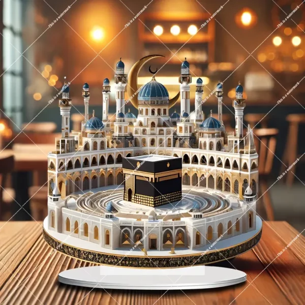 ⁦نموذج مسجد مكة من الأكريليك بتصميم بوهيمي آرت ديكو⁩ - الصورة ⁦2⁩