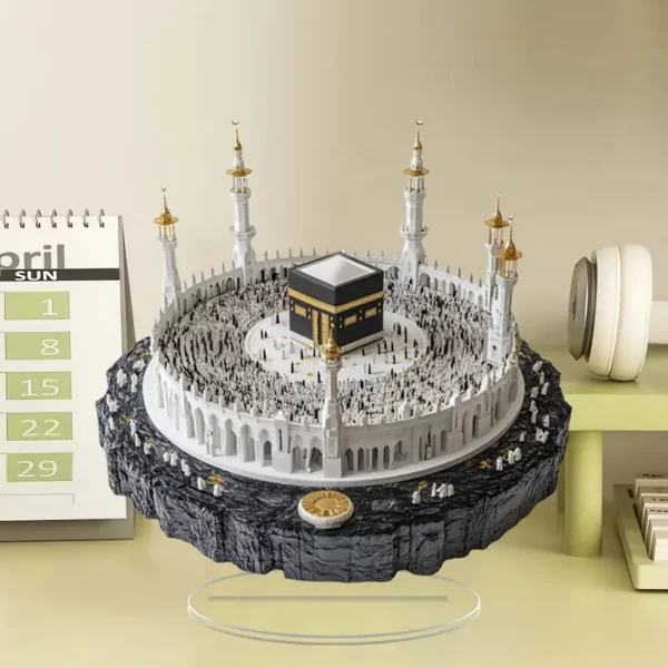 تمثال زخرفي ثنائي الأبعاد للحج إلى مكة المكرمة، يمكن استخدامه كديكور على الطاولة، مثالي لتزيين المنزل وعرض النوافذ وديكور الحفلات، بدون الحاجة للكهرباء، مناسب كهدايا لرمضان وعيد الفطر