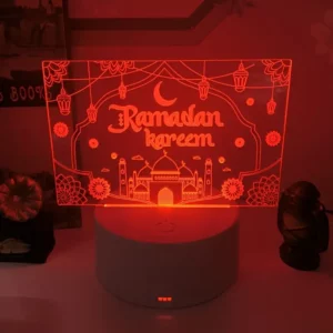 1 قطعة، ضوء ليلي رمضان كريم 3D مع مفتاح لمس متغير