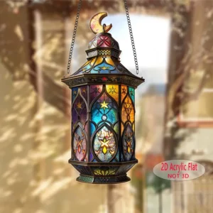 فانوس إسلامي ملون أنيق بحجم 10.16 سم x 20.32 سم