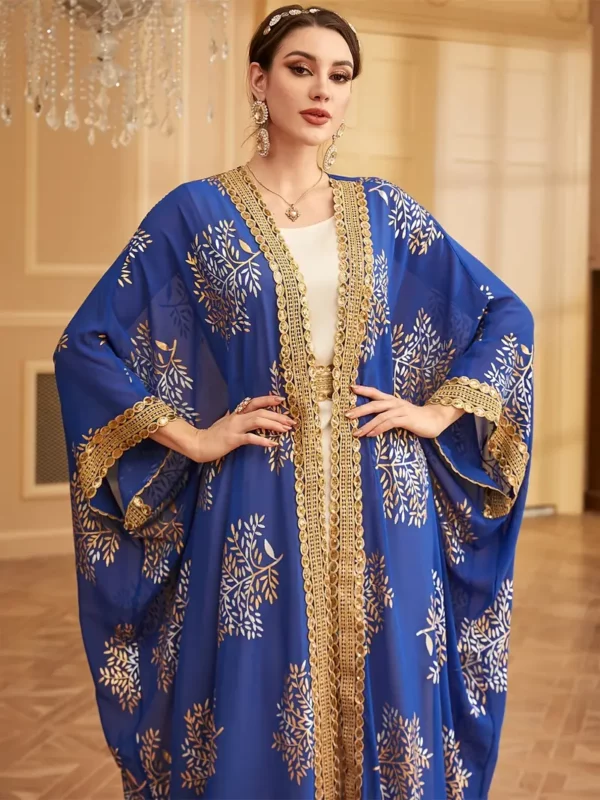 ⁦عباءة مطبوعة بأكمام باتوينج⁩ - الصورة ⁦3⁩
