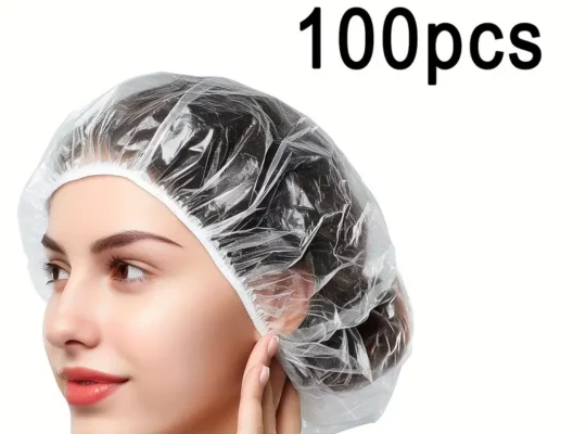 100 قطعة / طقم قبعات استحمام بلاستيكية شفافة