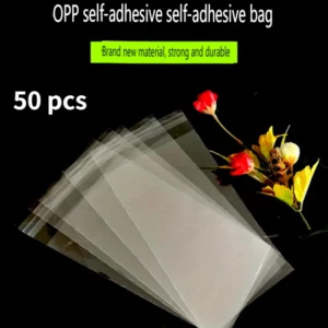 50 قطعة من أكياس OPP الشفافة ذاتية الإغلاق – تغليف هدايا بلاستيكي متين بتصميم فم مسطح