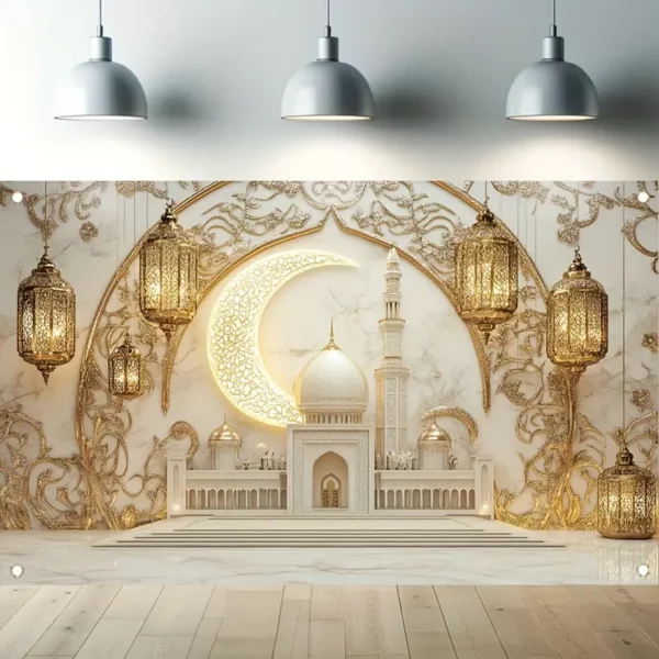 ⁦1 قطعة لافتة حفلات رمضان من البوليستر⁩ - الصورة ⁦2⁩