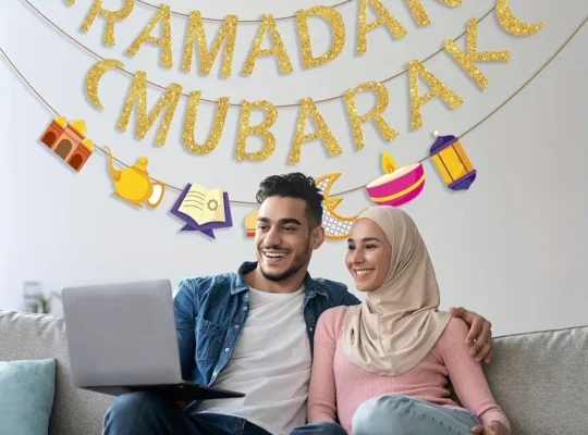 لافتة رمضان مبارك واحدة – زينة عيد إسلامية لحفلات