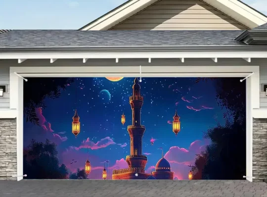 1 قطعة غطاء باب جراج فانوس رمضان