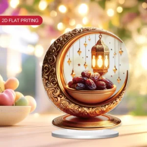 زينة رمضان الفاخرة المسطحة 2D - زينة مكتبي لعيد مبارك وسعيد مولد النبي، مثالية للمنزل والمكتب والاحتفالات الخارجية، اختيار هدية مثالي