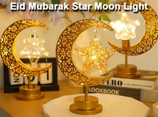 1 قطعة مصباح طاولة LED فني يدوي من الحديد بنجمة وقمر