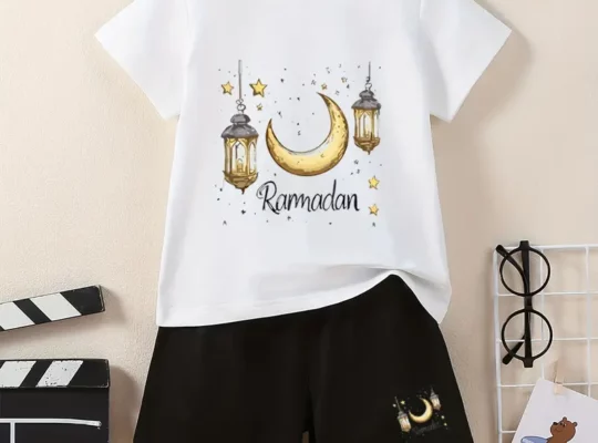 طقم من قطعتين للأولاد بنقشة عيد رمضان