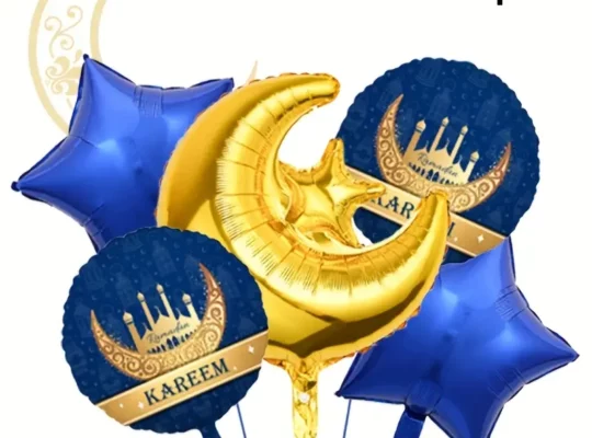 مجموعة بالونات رمضان القمر والنجوم 5 قطع،