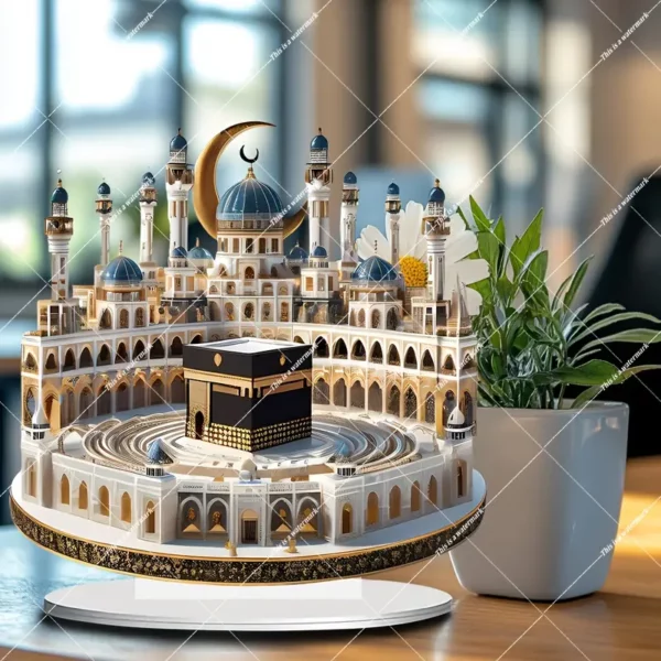 ⁦نموذج مسجد مكة من الأكريليك بتصميم بوهيمي آرت ديكو⁩ - الصورة ⁦4⁩