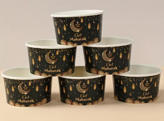 10 أطقم أوعية ورقية سوداء