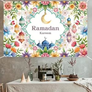 1 قطعة، قماش خلفية رمضان كريم، 100*150 سم