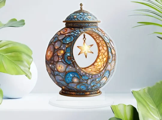 ديكور منزلي أنيق| مصباح رمضان أكريليك أنيق بتصميم الهلال