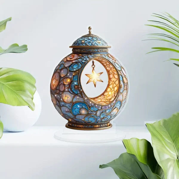 ⁦ديكور منزلي أنيق| مصباح رمضان أكريليك أنيق بتصميم الهلال⁩ - الصورة ⁦2⁩