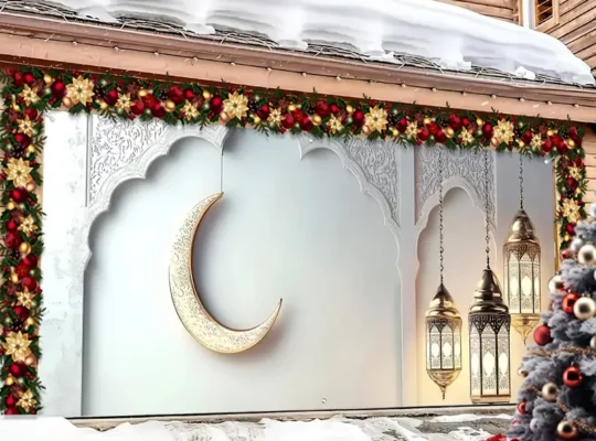 لافتة باب 2D، غطاء باب جراج أنيق بتصميم القمر الذهبي