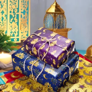 12 عبوة من ورق لف العيد المبارك، تصميم قبة القمر