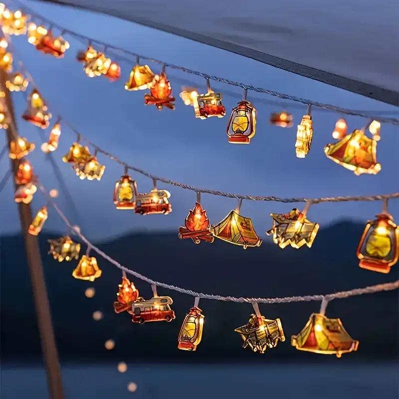 1 قطعة 200.0 سم 10 LED مصباح حافلة على شكل شعلة للخيمة، سلسلة إضاءة أكريليك للحديقة الخارجية والفناء، أضواء سلسلة فانوس رمضان الاحتفالية - زينة أنيقة للمنزل والاحتفالات الخارجية