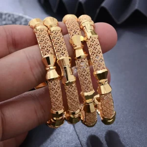 مجموعة أساور نسائية فاخرة مطلية بالذهب 4 قطع