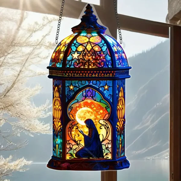 1 قطعة كلاسيكية من الأكريليك ليلة رمضان فانوس، 20.32 سم × 10.16 سم تعليق على الحائط لاصطياد الشمس، فن ديني تمثال حائري، ديكور عيد الفطر الفريد، ديكور غرفة ملهم للثقة، هدية مثالية لرمضان