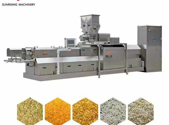 آلة تصنيع الأرز الصناعي المدعم ببراغي مزدوجة FRK Extruder خط معالجة صنع الأرز الغذائي