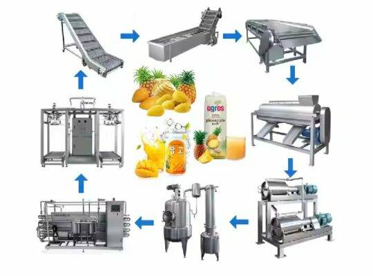 آلة تصنيع مشروبات مركزة من لب الفاكهة وخط إنتاج معالجة مشروبات المانجو والأناناس