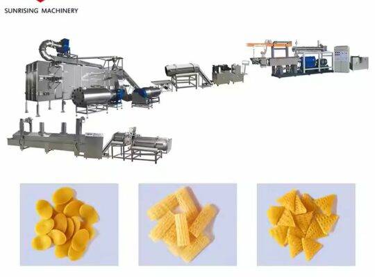آلة إنتاج أوتوماتيكية بالكامل لخط معالجة الوجبات الخفيفة والحبيبات الغذائية ثنائية الأبعاد وثلاثية الأبعاد