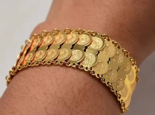 1 قطعة سوار عملة نحاسية مطلية بالذهب عيار 24 قيراط