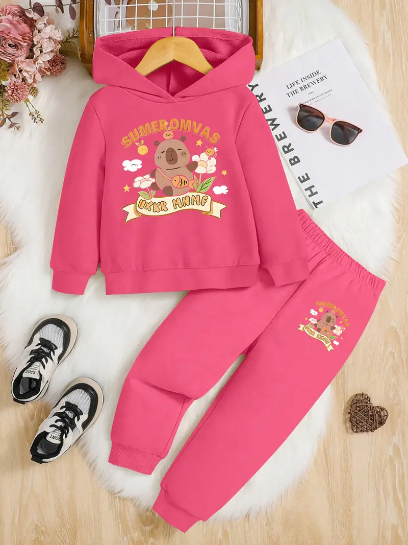 مجموعة جديدة لفصل الخريف والشتاء لعيد الحب مع هودي وربطة رأس لطيفة وأنيقة على شكل كابيبارا وربطة رأس للفتيات الصغيرات في رمضان، للخارج