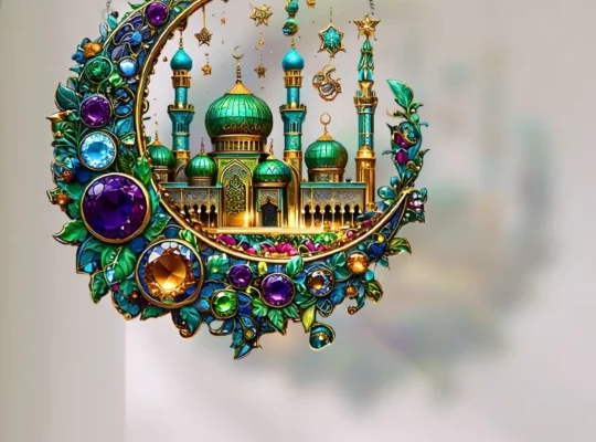 معلقة شمسية مذهلة بتصميم هلال القمر والمسجد