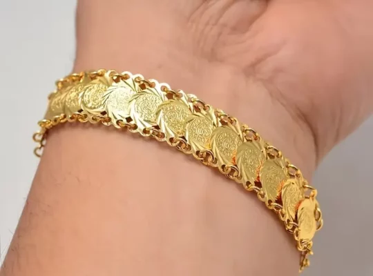 1 قطعة سوار عملة نحاسية مطلية بالذهب عيار 24 قيراط