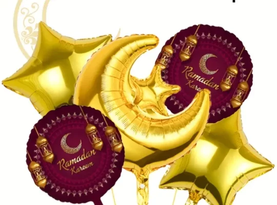 مجموعة بالونات رمضان القمر والنجوم 5 قطع،