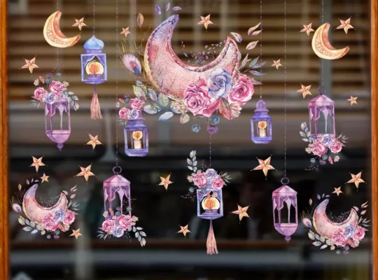 ملصق جداري رمضان كريم 1 قطعة مع نمط نجمة
