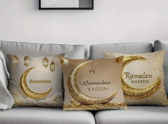 4 قطع من أغطية وسائد رمضان كريم، نمط عصري