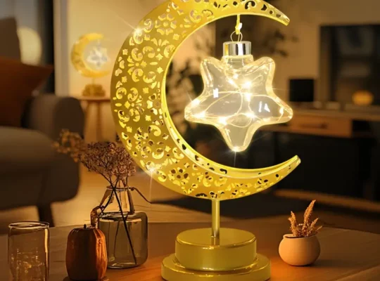فانوس رمضان مبارك أنيق – معدن وبلاستيك مصقول