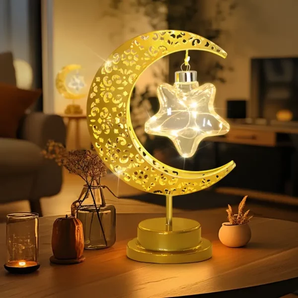 ⁦فانوس رمضان مبارك أنيق - معدن وبلاستيك مصقول⁩ - الصورة ⁦5⁩