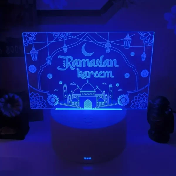 ⁦1 قطعة، ضوء ليلي رمضان كريم 3D مع مفتاح لمس متغير⁩ - الصورة ⁦3⁩