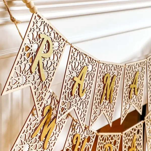 قطعة واحدة من ديكور رمضان الخشبي لعيد الفطر، لوحة ديكور رمضان من الحلي الريفية، مستلزمات ديكور حفلات المسلمين، مناسبة لشرفة المنزل وفي الهواء الطلق، ديكور العطلات